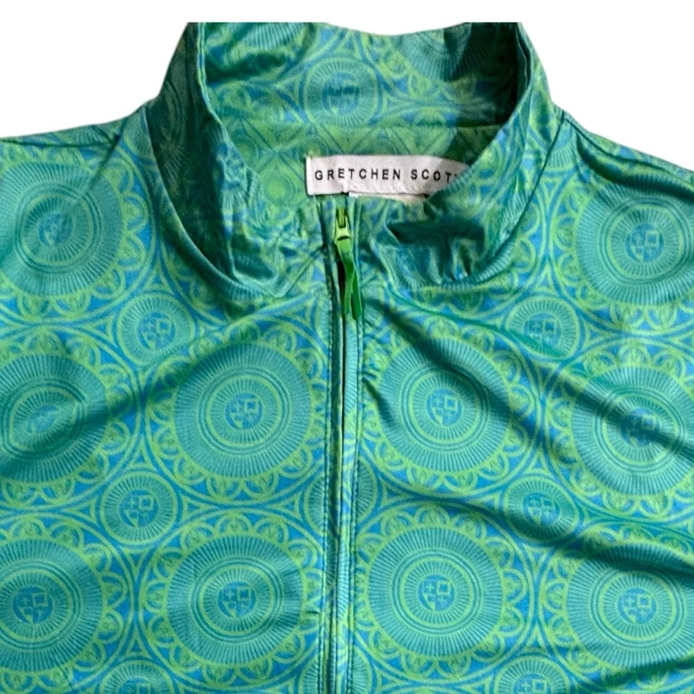 Gretchen Scott St Lawrence Half Zip Pullover Turq Kelly Medallion XL - Picture 13 of 16